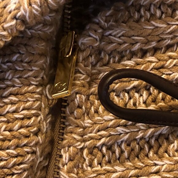 MICHAEL KORS Knit Poncho Cape Sweater Zip Up Cardigan Beige Tan Size S - Picture 4 of 15